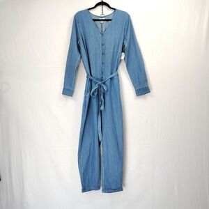 NEW Old Navy Womens L Coveralls Jumpsuit Chambray Utility Denim Mechanic Painter